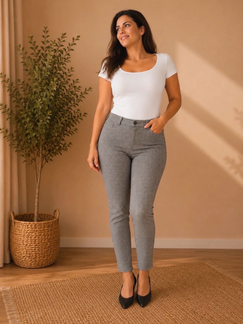 Banana Republic Black & White Houndstooth Ankle Jeans